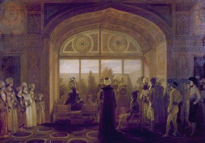 Shah Fath Ali, shah de Perse (1797-1835) recevant Sir Harford Jones en audience - Robert Smirke